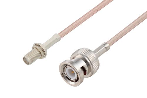 BNC オス ～  SMA メス バルクヘッド, ケーブル RG316-DS 同軸 , 鉛フリーはんだ