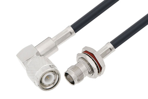 TNC オス 直角 〜 TNC メス バルクヘッドケーブル、LMR-195 同軸
