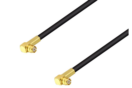 Push-On SMP Female Right Angle to Push-On SMP Female Right Angle Cable Using LMR-100 Coax with 180 Deg. Clock