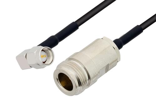 SMA オス 直角 〜 N メス ケーブル、LMR-100 同軸、熱収縮チューブ