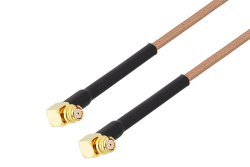 SMP メス直角 〜 SMP メス直角 ケーブル、RG178 同軸、270度角回転