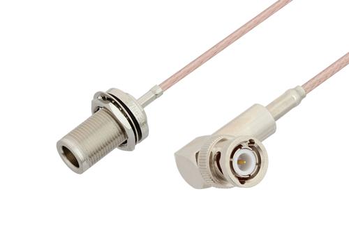 BNC オス 直角 〜 N メス バルクヘッドケーブル、RG316 同軸