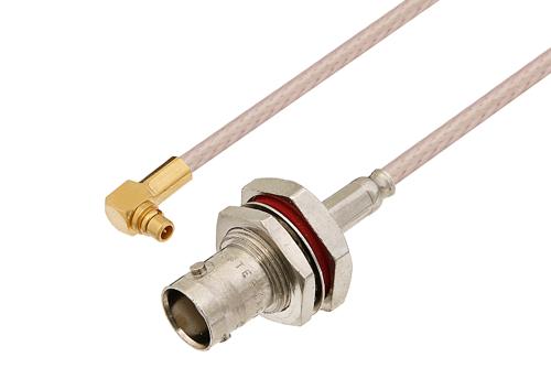 50 Ω MMCX プラグ 直角 〜 75 Ω BNC メス バルクヘッドケーブル、75 Ω RG179 同軸