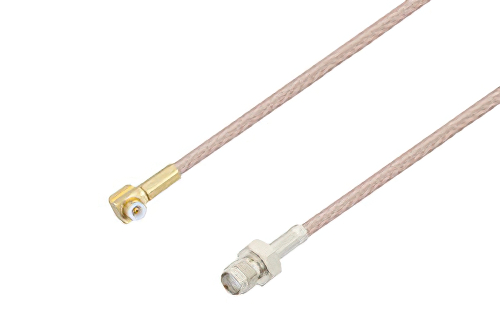 スナップオン MMBX プラグ 直角 〜 SMA メス ケーブル、RG316 同軸