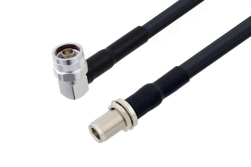 N オス 直角 〜 N メス バルクヘッド、低損失ケーブル、PE-C400 同軸