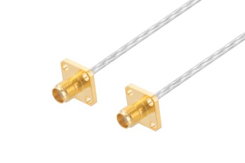 SMA メス 4ホールパネル 〜 SMA メス 4ホールパネルケーブル、PE-SR405FL 同軸