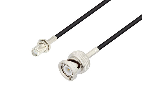 BNC オス 〜 SMA メス バルクヘッド、低損失ケーブル、LMR-100 同軸