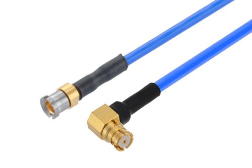 スムースボア SMP オス バルクヘッド 〜 SMP メス 直角ケーブル、PE-P086 同軸