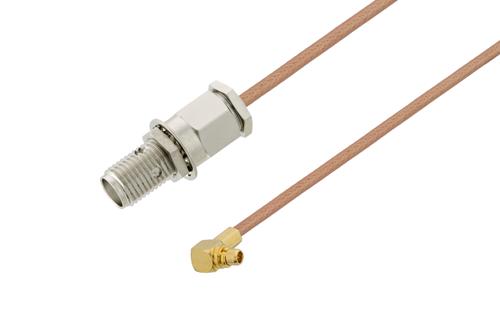 MMCX プラグ 直角 〜 SMA メス バルクヘッドケーブル、RG178 同軸