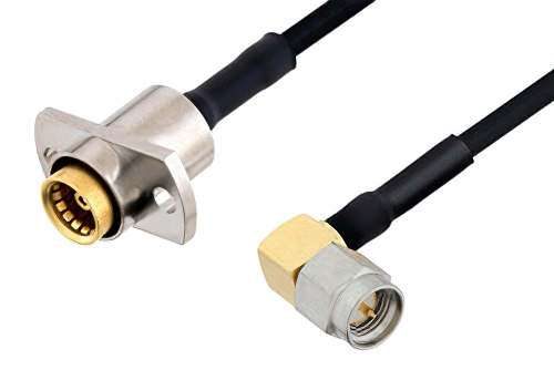 スライドオン BMA ジャック 2ホールパネル 〜 SMA オス 直角ケーブル、PE-SR405FLJ 同軸