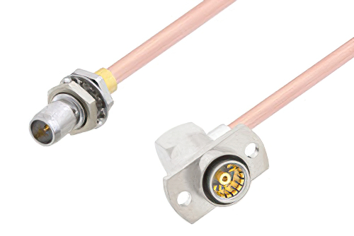 スライドオン BMA プラグ バルクヘッド 〜 スライドオン BMA ジャック 直角2ホールパネルケーブル、RG405 同軸