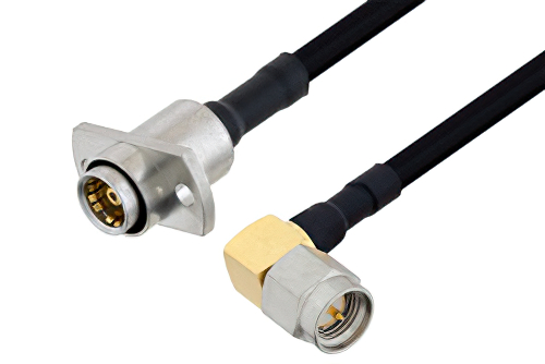 スライドオン BMA ジャック 2ホールパネル 〜 SMA オス 直角ケーブル、PE-SR402FLJ 同軸