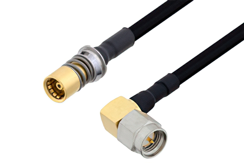 スナップオン BMA ジャック 〜 SMA オス 直角ケーブル、PE-SR402FLJ 同軸