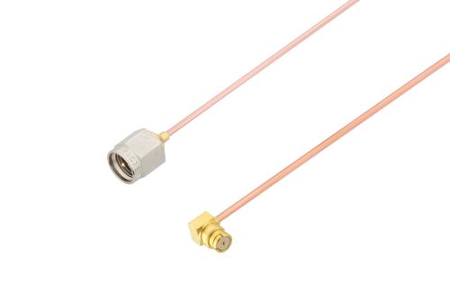 SMA オス 〜 SMP メス 直角ケーブル、PE-047SR 同軸