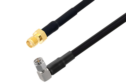 SMA オス 直角 〜 SMA メス ケーブル、LMR-240 同軸、熱収縮チューブ