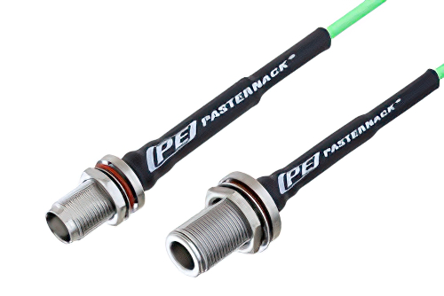 N メス バルクヘッド 〜 TNC メス バルクヘッド、低損失ケーブル、PE-P160LL 同軸