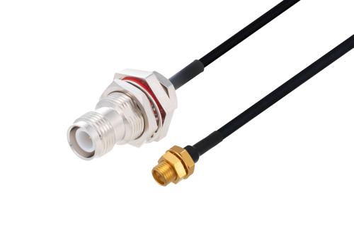 リミットデテント SMP オス バルクヘッド 〜 逆極性 TNC メス バルクヘッドケーブル、PE-SR405FLJ 同軸