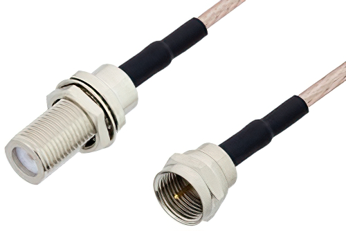 75 Ω F オス 〜 75 Ω F メス バルクヘッドケーブル、75 Ω RG179 同軸、鉛フリーはんだ
