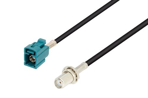 水色 FAKRA ジャック 〜 SMA メス バルクヘッドケーブル、LMR-100 同軸