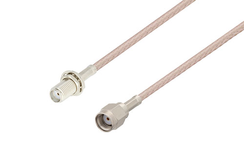 SMA メス バルクヘッド 〜 逆極性 SMA オス ケーブル、RG316 同軸