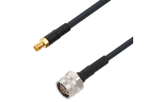 SMA メス 〜 N オス ケーブル、LMR-240 同軸 、熱収縮チューブ付、鉛フリーはんだ