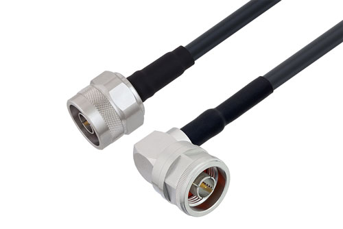N Male Right Angle to N Male Cable Using LMR-240-DB Coax with HeatShrink