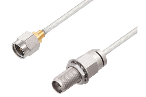 2.92mm オス 〜 2.92mm メス バルクヘッド ケーブル、PE-SR405FL 同軸