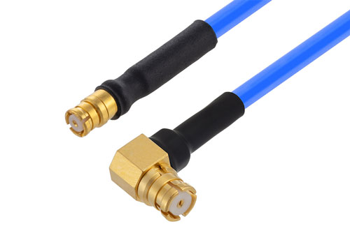 SMP メス 〜 SMP メス直角 ケーブル、PE-P086 同軸