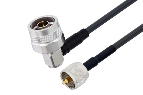 N オス直角 〜 UHF オス ケーブル、LMR-195 同軸、二重熱収縮チューブ