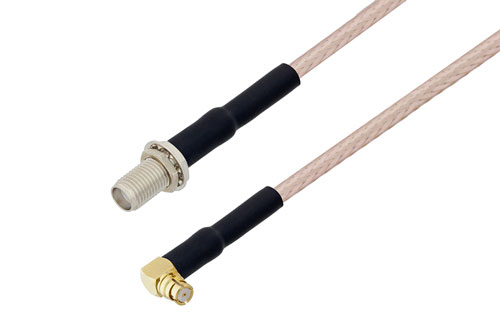 SMA メスバルクヘッド 〜 プッシュオン SMP メス直角 ケーブル、RG316 同軸