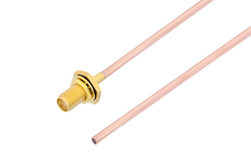 SMA メスバルクヘッド 〜 ストレートカットケーブル、RG405 同軸