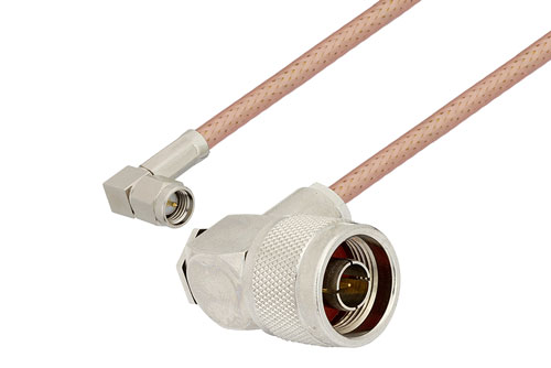 N オス直角 〜 SMA オス直角 ケーブル、PE-P195 同軸
