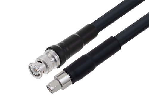 SMA オス 〜 BNC オス ケーブル、LMR-400-UF 同軸 、熱収縮チューブ付
