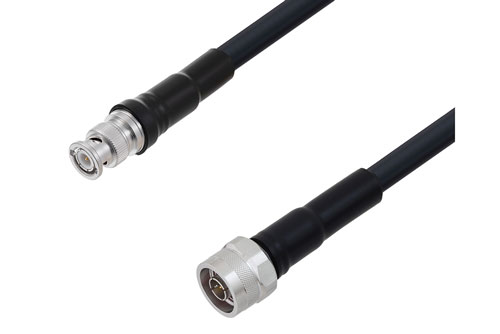 N オス 〜 BNC オス ケーブル、LMR-400-UF 同軸 、熱収縮チューブ付