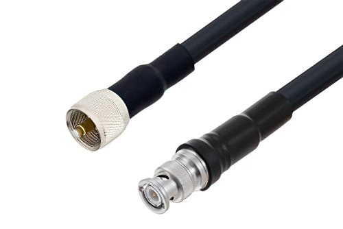 UHF オス 〜 BNC オス ケーブル、LMR-400 同軸 、熱収縮チューブ付