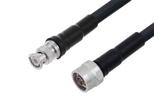 BNC オス 〜 N オス ケーブル、LMR-400-DB 同軸 、熱収縮チューブ付
