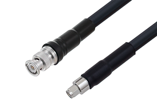 BNC オス 〜 SMA オス ケーブル、LMR-400-DB 同軸 、熱収縮チューブ付