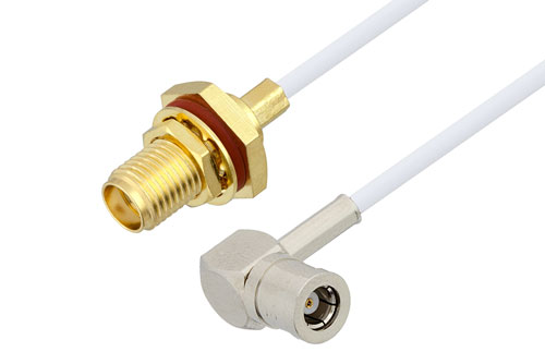 SMA Female Bulkhead to SMB Plug Right Angle Cable Using RG196 Coax