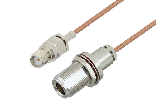 N Female Bulkhead to SMA Female Cable Using RG178 Coax