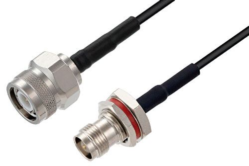TNC Male to TNC Female Bulkhead Cable Using LMR-100 Coax with HeatShrink