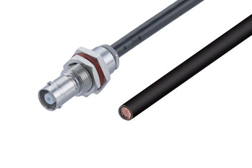 MHV メス バルクヘッド ～ カットリード線, ケーブル 75 Ω RG59 同軸