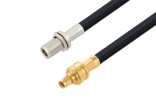 N メス バルクヘッド ～ 逆極性 SMA プラグ 低損失ケーブル LMR-400 同軸
