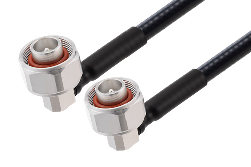 4.1/9.5 Mini DIN オス直角 ～ 4.1/9.5 Mini DIN オス直角 低 PIM, ケーブル 1/4 インチ 超フレキ同軸