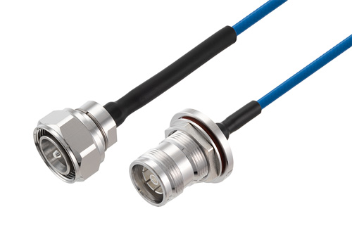 4.3-10 オス ～ 4.3-10 メス バルクヘッド 低PIM ケーブル,  TFT-402 同軸,  Times Microwave 製品