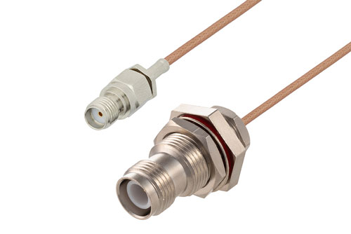 SMA メス ～ 逆極性 TNC ジャック バルクヘッド, ケーブル RG178 同軸