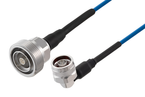 7/16 DIN メス ～ N オス 直角 低PIM ケーブル,  TFT-402 同軸,  Times Microwave 製品