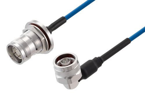 4.3-10 メス バルクヘッド ～ N オス直角 低 PIM, ケーブル TFT-402-LF 同軸, Times Microwave 構成品