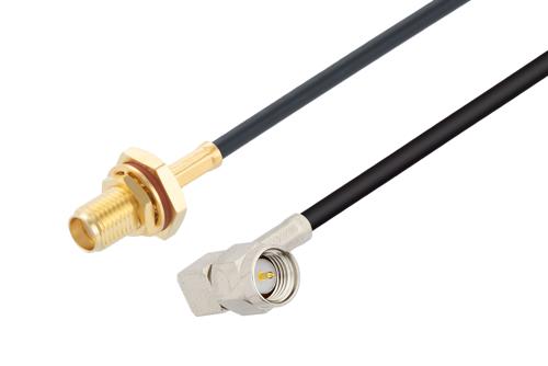 SMA オス直角 ～ SMA メス バルクヘッド, ケーブル PE-C100-LSZH 同軸