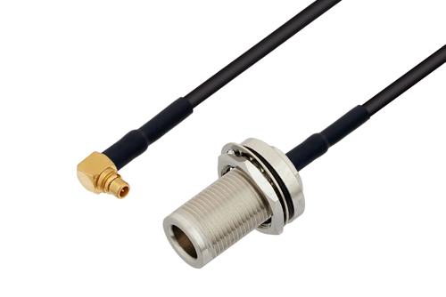 MMCX プラグ 直角 ～ N メス  バルクヘッド ケーブル, LMR-100A-UF 同軸 熱収縮チューブ付