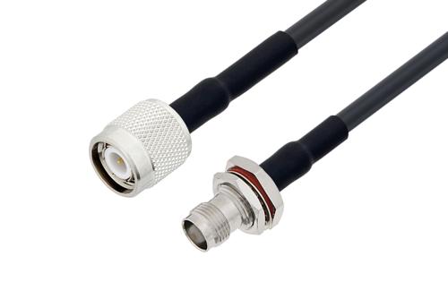TNC オス 〜 TNC メス  バルクヘッド ケーブル, LMR-195-UF 同軸 熱収縮チューブ付